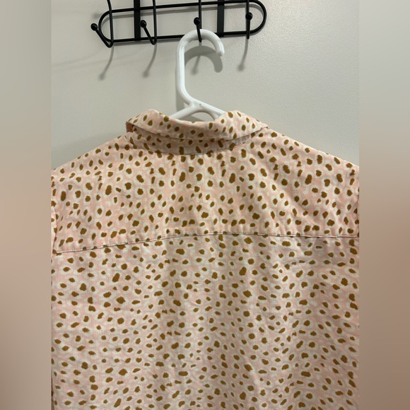 🍁Foxcroft Pink Leopard Print 100% Cotton Button Up Blouse - Picture 10 of 11